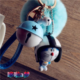 叮当猫钥匙扣 可爱卡通獭兔毛球机器猫汽车钥匙挂件哆啦A梦头盔链