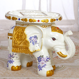象换鞋凳子招财白色大象摆件 欧式客厅家居装饰品实用结婚礼物大