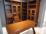 胡桃木书柜原木全实木二门三门转角书柜现代中式家具高端组合书柜