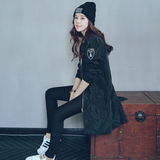 2015冬季时尚女士韩版加厚加棉中长款棒球服女棉衣棉服学生潮修身