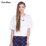 Five Plus新女装棉质提花图案短款宽松圆领短袖衬衫2152011290