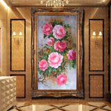 横幅花开富贵牡丹油画纯手绘欧式客厅卧室装饰画牡丹花卉原创风水