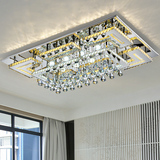 led吸顶灯具大气奢华不锈钢客厅灯现代简约长方形创意变光水晶灯