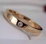 cartier卡地亚玫瑰金戒指镶钻戒指男女款欧美风窄版指环宽款正品