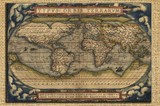 怀旧复古世界地图 英文版海洋图 大尺寸海报 办公室壁画画芯