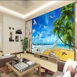 高清地中海3D立体壁画客厅卧室电视背景墙纸大型无缝真丝墙布壁纸