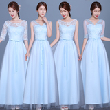 晚礼服2016夏季新款新娘结婚伴娘服长款蓝色韩版显瘦姐妹裙礼服女