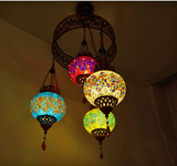 漫猫咖啡灯饰餐厅大吊灯创意彩色玻璃土耳其艺术马赛克单头小吊灯