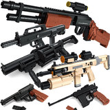 奥斯尼积木枪拼装军事手枪组装塑料模型拼插武器枪冲锋狙击枪玩具