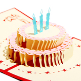生日贺卡 3D剪纸蛋糕雕刻卡员工礼物生日立体祝福卡明信卡片特卖