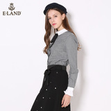ELAND16年秋冬新品黑白小格纹长袖衬衫女EEYC64952A专柜正品