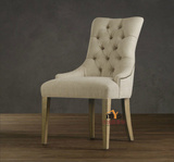 美式法式餐桌椅 欧式拉扣餐椅 新古典布艺椅 酒店咖啡餐饮家具