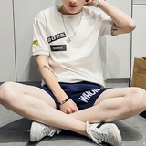 男士夏季青少年短袖T恤夏天学生韩版刺绣徽章体恤半袖衣服男装潮