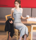 韩国代购正品韩版女装2016夏装新款休闲运动修身背心长款连衣裙女