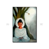 佛像画东南亚泰国宗教装饰画 泰式书房客厅玄关 木质斜边无框挂画