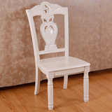 心意 欧式餐椅实木椅子 白色法式雕花靠背椅高档餐厅家具
