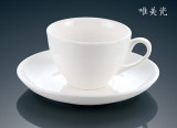 批发西餐厅纯白色陶瓷咖啡杯连碟创意牛奶茶水杯卡布奇诺拉花杯碟