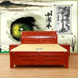 中式1.8米现代中国风实木床海棠色1.5米橡木床大床双人床卧室婚床