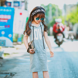 童装夏季2016新款女童卫衣裙韩版长款连帽A字裙儿童童裙