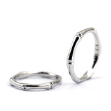 本笙原创设计手工饰品 竹 925银结婚情侣对戒指环一对 礼物包邮