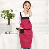 B002韩版肩带式无袖家居围裙 纯色防水防油 简约时尚 咖啡店围裙