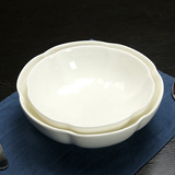 酒店高档陶瓷汤碗创意西式汤碗梅花碗纯白圆碗奥碗餐厅餐具批发