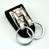 博友不锈钢男士腰挂钥匙扣穿皮带钥匙圈双环创意汽车钥匙链礼品