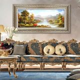 现代欧式古典山水风景横幅客厅沙发背景墙装饰画有框大幅壁画挂画