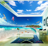 地中海海景树林风景3D立体墙纸 电视背景墙客厅卧室简约大型壁画