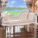 欧式真皮贵妃椅 美式实木雕花躺椅 新古典卧室休闲沙发床/美人榻