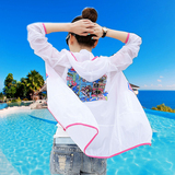 韩版2016新中长款印花防紫外线长袖超薄沙滩旅游防晒衣服外套女夏