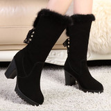 2015冬季新款金特 百丽女鞋中筒靴真皮粗跟高跟欧美女靴子雪地靴