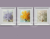 瑞堂 客厅手绘油画三联 浪漫法式简欧装饰画有框画 三拼花卉023