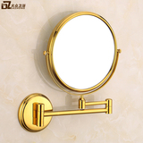 浴室全铜金色美容镜 欧式仿古化妆镜双面镜 挂件伸缩 放大镜子