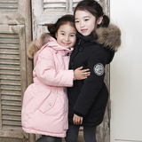 韩国正品康衣儿2015新款儿童羽绒服女童中长款加厚军工装冬装外套
