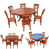 正方形伸缩折叠圆形餐桌现代多功能全实木桌椅小户型圆桌变方桌