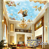 3D立大型壁画体欧美天使天空天顶天花板吊顶装修壁画酒店大堂墙纸