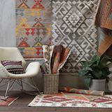 印度进口手工羊毛kilim复古风几何地毯客厅卧室茶几宜家地毯挂毯