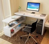 简约转角电脑桌台式家用旋转电脑桌书桌书架组合板式办公桌学习桌