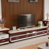 现代中式客厅电视柜组合 高档实木酒红色电视柜 时尚纯天然大理石