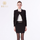 百丝BAISI专柜正品2015冬季新品黑色显瘦夹克衫女装外套AJA411012