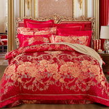 婚庆床品 全棉四件套大红色被套双人床单式 结婚床上用品1.8m
