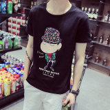 夏款男士卡通印花短袖T恤青年韩版修身小清新打底衫潮流半袖潮
