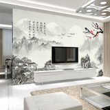 中式水墨梅花 大型壁画影视墙壁纸电视背景墙纸客厅卧室沙发背景