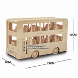益智儿童玩具6-10-12岁男孩礼物木制组装拼装公交车汽车模型巴士