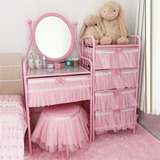 会生活日式梳妆桌简易粉色公主小户梳妆台凳子现代简约镜面化妆桌