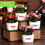 浪漫甜蜜love陶瓷罐子创意绿色仿真植物客厅盆栽摆件盆景珍珠蕾花