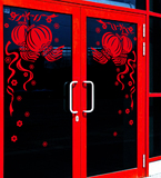 新年春节中式贴纸橱窗贴 大红灯笼 玻璃门贴纸酒店商场过年墙贴画