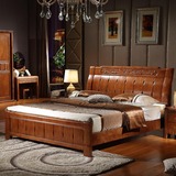 御赐福 新中式实木床双人床1.8米橡木床1.5米新婚床高箱床组合床
