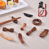 日式和风 天然原木筷子架 实木筷子托 树叶小鱼形状筷托筷枕筷架